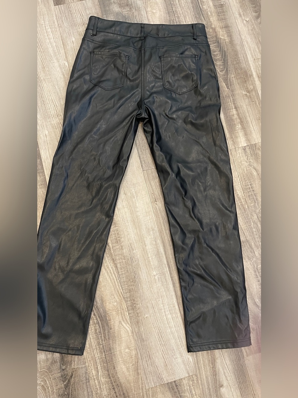 Faux Leather Black Straight-Leg Pants